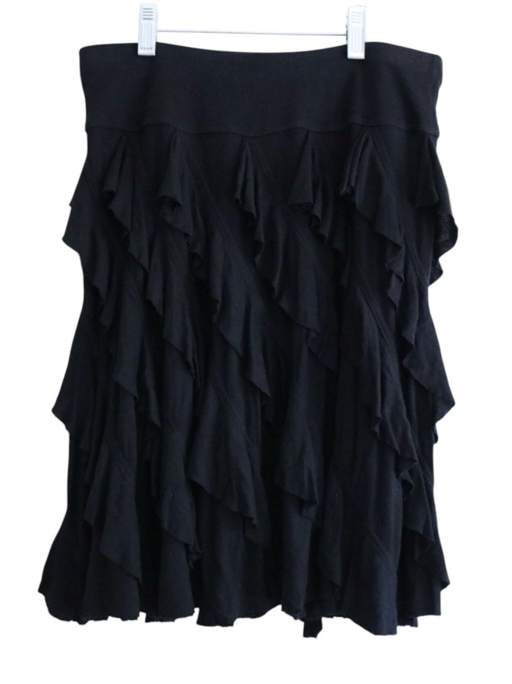 INC Deep Black Rayon Layered Above the Knee Skirt Size L NWT